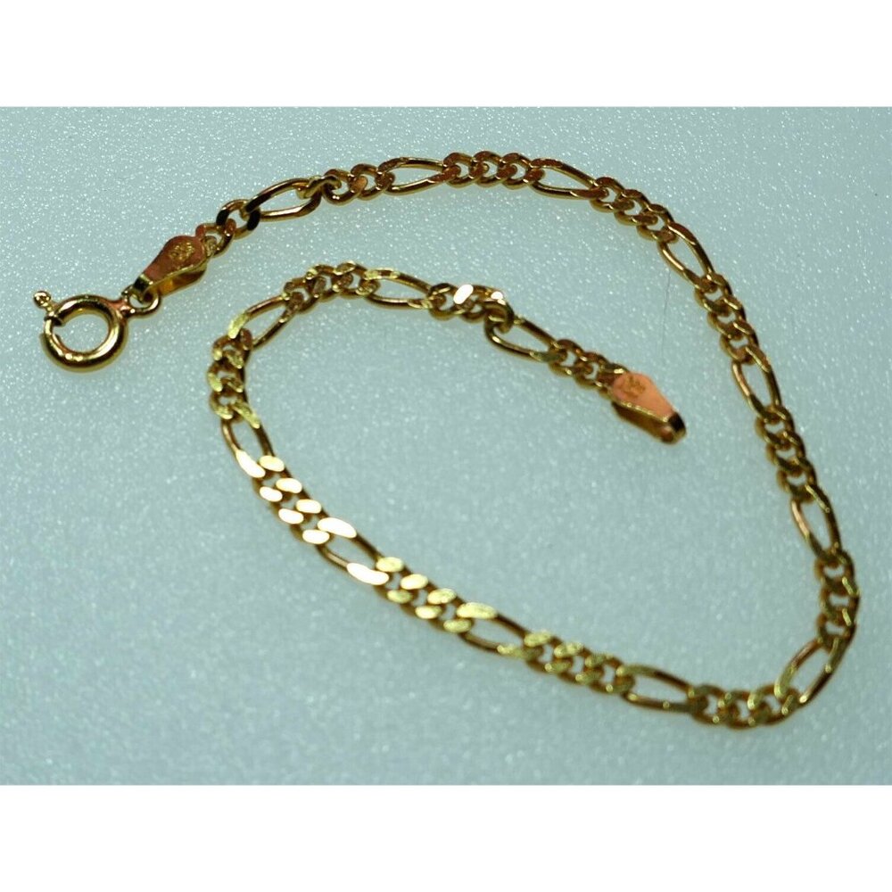 Vintage Italian Gold On Sterling Silver Figaro Link Chain Bracelet